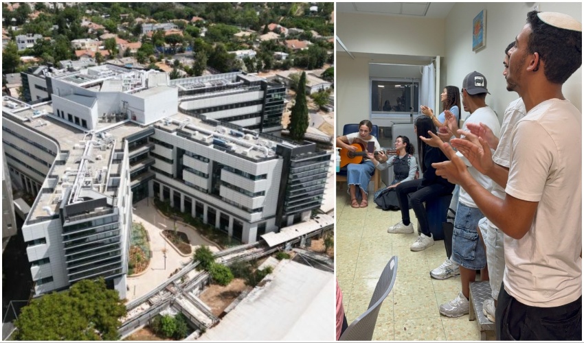 תלמידי אמית המר בקפלן (צילום רשת אמית) מגדל האשפוז בקפלן (צילום גלעד שעבני שופן, דוברות קפלן)